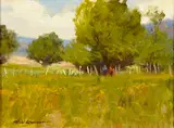 Bill Harrison, Taos Friends, oil on canvas
