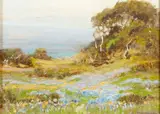 Albert Thomas Derome, Lupines, Monterey Bay, oil on canvas