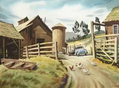 Nat Levy, Ten Mile Ranch, Fort Bragg, watercolor on paper