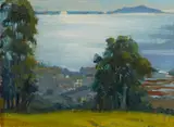 Meredith Brooks Abbott, Carpenteria Slough; Anacapa from Toro Canyon (Group of 2), first oil on canvas; second oil on board