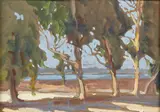 Carl Oscar Borg, Eucalyptus trees; Landscape with cottage