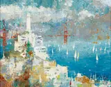 Jack Laycox, Sunday Sails (A view of San Francisco), oil on canvas affixed to board