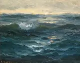 Nels Hagerup, A roiling seascape; Scene near Hearst Hacienda, Pleasanton (Group of 2), first oil on canvas affixed to board; second oil on board affixed to panel