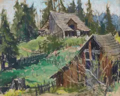 Blessing LeMohn, Two old ranch barns; Noyo (a harbor scene) (Group of 2)
