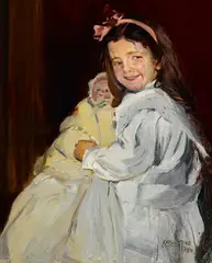 Karl Yens, Portrait of a young girl, oil on canvas