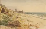Paul, A view of Santa Monica, watercolor on paper affixed to board