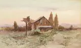 Ranch house by Elmer Wachtel, watercolor on paper, offered Feb 2015