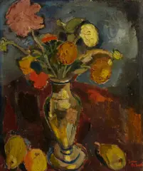 Gustave De Smet, Vaas met bloemen en vruchten (Vase with flowers and fruits), 1917, oil on canvas