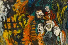 Sacha Moldovan, Les Masques (Masked), circa 1950, oil on canvas