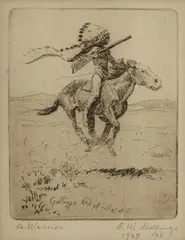 A Warrior by Elling William Gollings, 1927, Etching on wove paper, sold Feb 2015