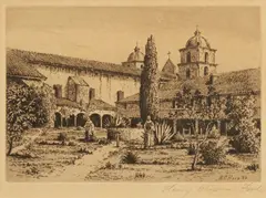 Henry Ford, Santa Barbara Mission, from Franciscan Missions of California, 1888, Etching on wove paper