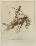 Edward Borein, Let 'er Buck #73 (G. 73), c. 1920, Etching and drypoint on laid paper