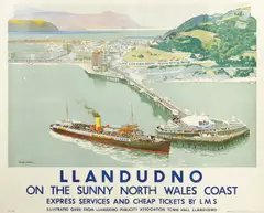 Charles Pears, Llandudno, c. 1930, Lithographic poster in colors on wove paper backed with linen