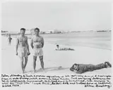 Allen Ginsberg, Peter Orlovsky, Jack Kerouac and William S. Burroughs on a beach in Morocco