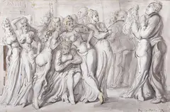 Reginald Marsh, Dancing in the Round (The New Garden), ink and watercolor on paper