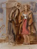Reginald Marsh, Man and Woman, oil on Masonite