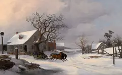 Thomas Birch, Winter landscape, oil on canvas