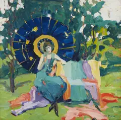 Jane Peterson, Geisha Girl, oil on board
