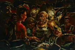 Cecil Crosley Bell, Fish Market, oil on Masonite