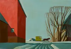 Mail delivery by Dale Nichols, oil on Masonite, sold Dec 2013