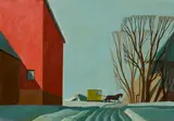 Dale Nichols, Mail delivery, oil on Masonite