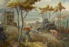 James FitzGerald, Potato Harvest, 1937, oil on canvas laid down on panel