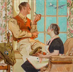 J. C. Leyendecker, Soldier at home, oil on canvas