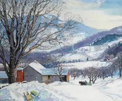 Robert Strong Woodward, Snow on the mountains, oil on canvas