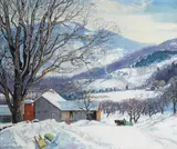 Robert Strong Woodward, Snow on the mountains, oil on canvas