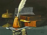 John F. Peto, Still life with books, oil on canvas