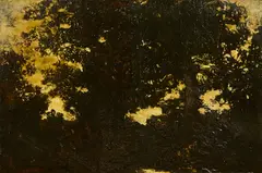 Landscape with trees by Ralph Albert Blakelock, oil on canvas, sold Dec 2013