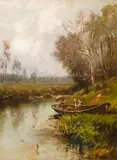 Edward Gay, A canoe outing, oil on canvas