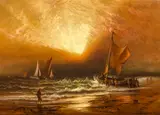 Charles Henry Gifford, Sunset on the coast, oil on canvas