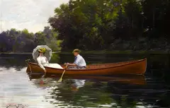 Abbott Fuller Graves, Rowing to Picnic Rock, circa 1900, oil on canvas