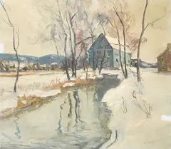 Mill at Hellertown by Walter Emerson Baum, oil on canvas, sold Dec 2013