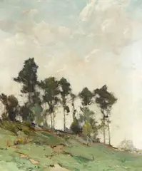 Chauncey Foster Ryder, Hillside with trees, oil on canvas