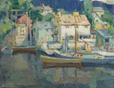 Walter Farndon, Harbor, oil on board