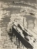 Milton Avery, Sail Loft, ink and wash on paper