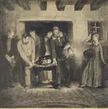 George Bellows, They came in, carrying something on a hurdle..., black crayon on paper