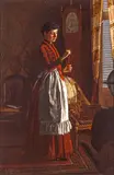 George Newall Bowers, Winding the yarn, oil on canvas