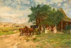 Colonial Wedding by Charles X. Harris, oil on panel, offered Dec 2013