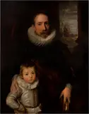 Sir Anthony Van Dyck, A portrait of a gentleman, said to be Joannes Woverius (1576-1636), with his son, oil on canvas