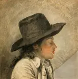 French School, A young man in profile, pastel, cut