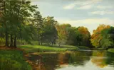 August Fischer, Autumn, oil on canvas