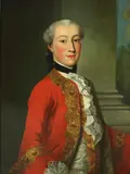 A portrait of a gentleman in a red embroidered coat, thought to be a member of the Hapsburg family by German School, oil on canvas, sold Nov 2013
