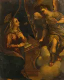 The Annunciation by Italian School, oil on metal affixed to board, offered Nov 2013