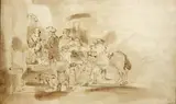 The arrival of the Good Samaritan at the inn by Rembrandt Harmensz van Rijn, pen and ink and wash, offered Nov 2013