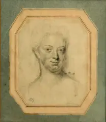John Smart, A portrait of a lady in preparation for a miniature; along with three other drawings by various hands (a group of four), first, pencil; two pencil and one red chalk