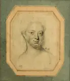 John Smart, A portrait of a lady in preparation for a miniature; along with three other drawings by various hands (a group of four), first, pencil; two pencil and one red chalk