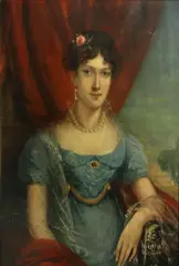 A portrait of a young lady dressed in blue by Francis Calcraft Turner, oil on canvas, sold Nov 2013